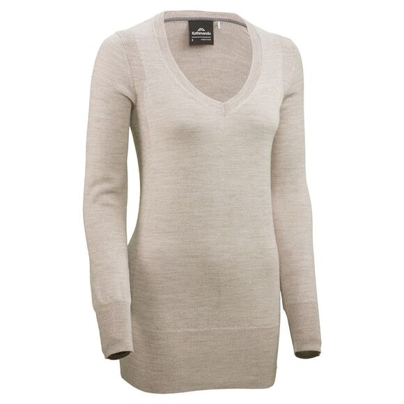 Kathmandu Jumper Womens Sz 10 Blue Merino Wool Long Sleeve V Neck Ribbed Sweater - Picture 1 of 8